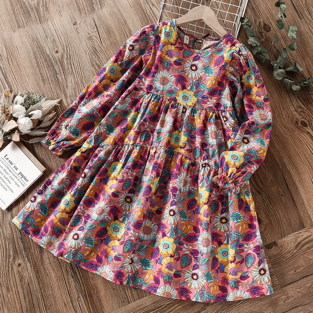 Kids Dresses For Girls Clothes For Teenagers Floral Cotton Long