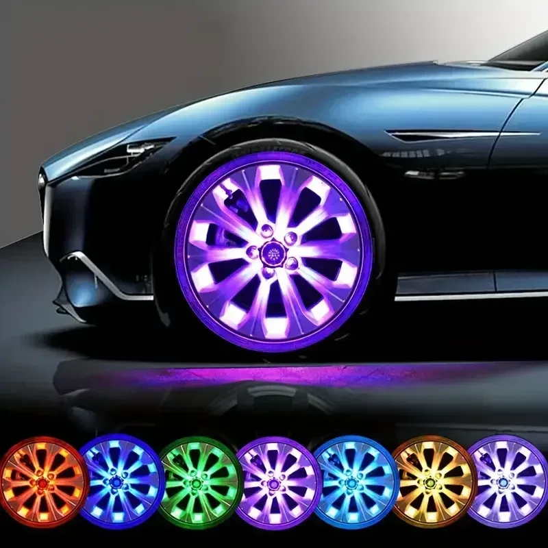 Solar Energy Flash LED Light Car Wheel Light Tyre Valve Car Motorcycle Tire Colorful Modes Light Wheel Lamp Car Accessories