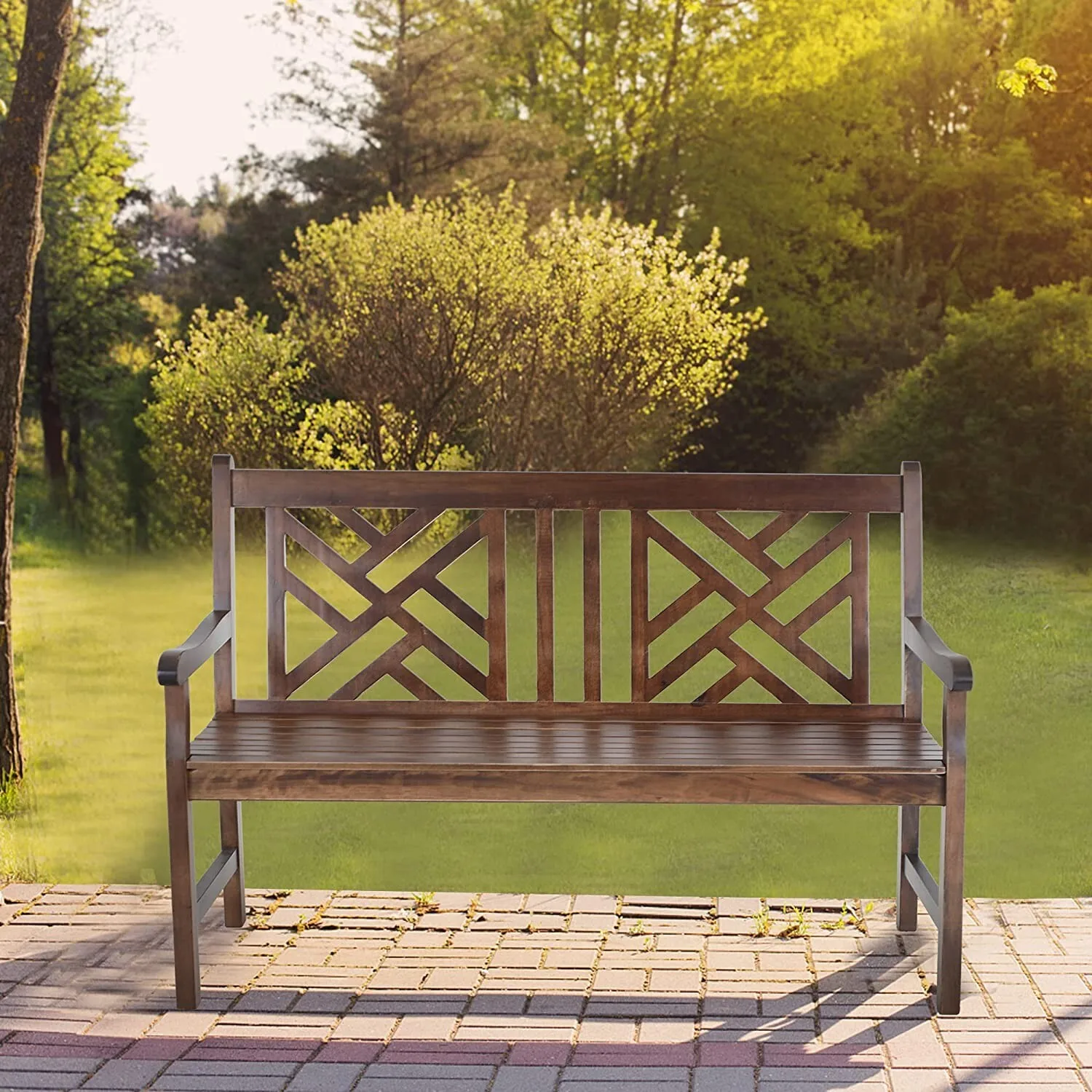 47" Heavy Duty Wooden Outdoor Garden Bench – 600lbs Capacity 1