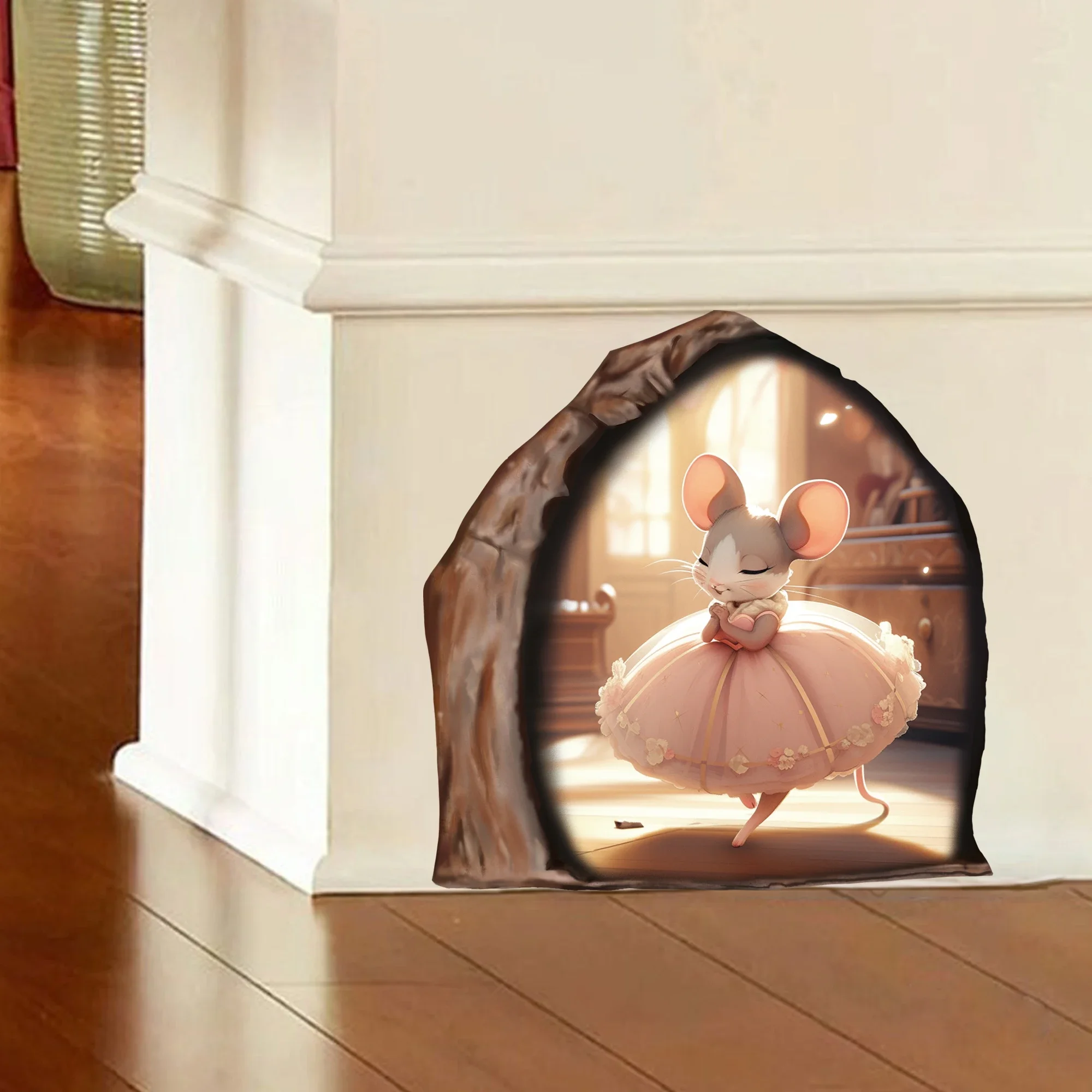 6pcs Cute Realistic Mouse Wall Stickers for Kids Room Stair Corner Skirting Home Decoration Wall Decor