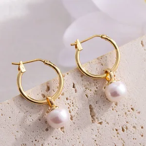 2024 New Natural Pearls Drop Earrings Fashion Korean Simple Elegant Metal Texture Stylish Jewelry for Girl Gift