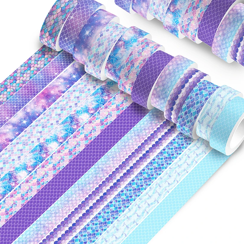 12 Rolls Mermaid Washi Tape Scrapbooking Supplies Masking Tape Cinta Adhesiva Decorativa Diary Decoration Kawaii Decorative Tape 2