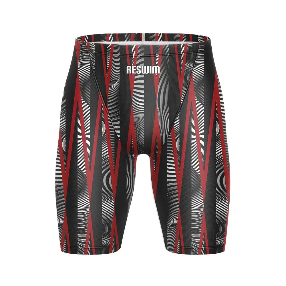 Summer Men's Swim Jammer Shorts Endurance Athletic Training Swimsuit Beach Swimming Trunks Swimwear Jammer GYM Surf Tight Shorts