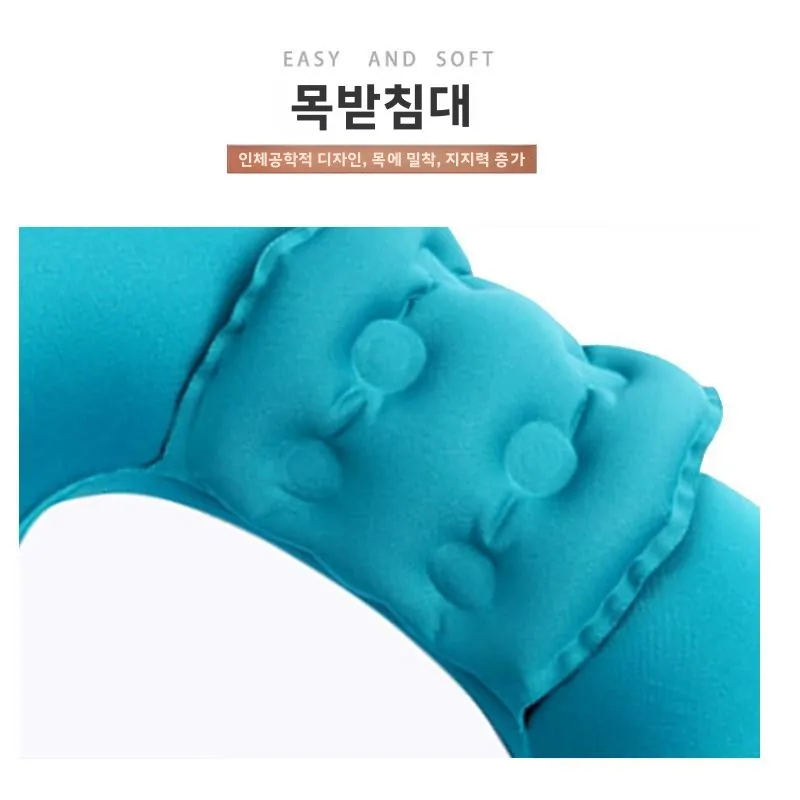 두꺼운 U자형 목 지지 베개, 여름 여행 및 캠핑용 휴대용 압력 완화 헤드 및 등받이 쿠션