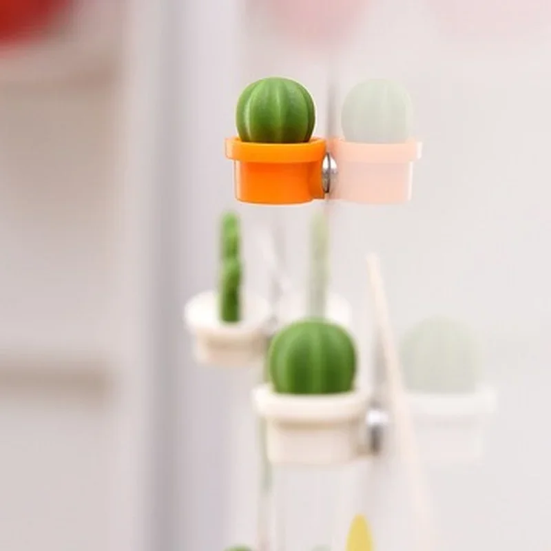 Magnetic Fridge Stickers 6pcs Cactus Fridge Magnet Refrigerator Magnetic Sticker 3D Succulent Plant Message Board Reminder Home Decoration Kitchen