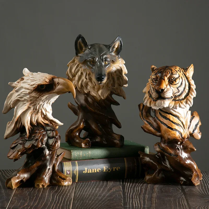 

Bedroom Decoration Horse Lion Living Retro Eagle Animal Room Statue Head American Sculpture Bookcase Wolf Simulation Home