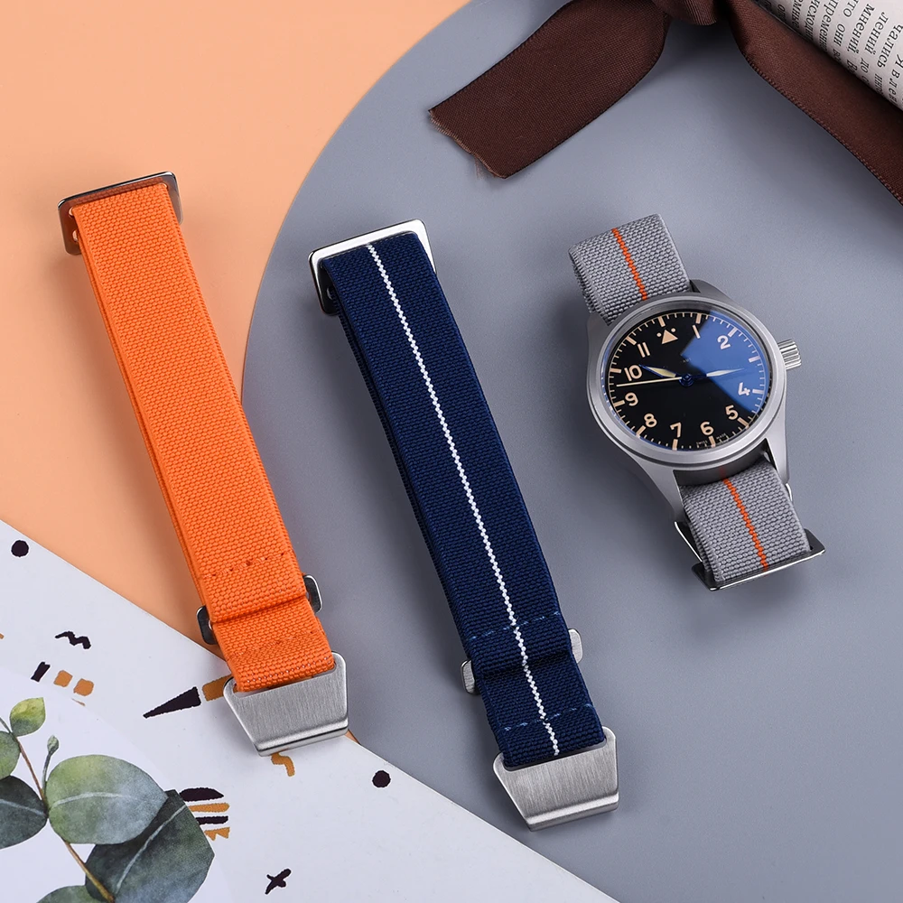 Elastic Braided Nylon Sailcloth Sport Watch Strap Bracelet