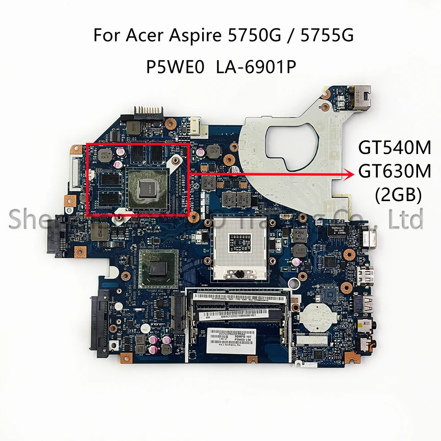 

Original For Acer Aspire 5750 5755G NV57 5750G Laptop Motherboard P5WE0 LA-6901P With HM65 GT540M/630M 2GB-GPU 100% Fully Tested