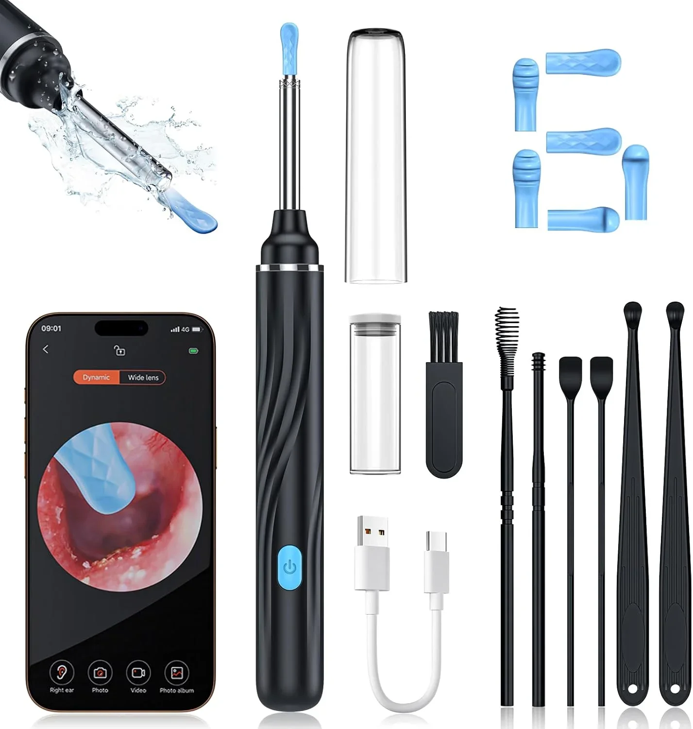 Wireless Visual Ear Cleaner with Camera Safe Ear Wax Removal Otoscope Kit with LED Light Silicone Tip Ear Cleaning Tool for Ho