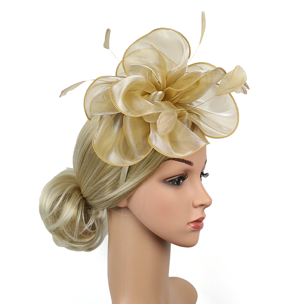 Választékos Toll virágos Párta Aliz Szállítószalag haja kiegészítők fascinator hölgyek Megmunkalás haja klipek esküvői Félfogadás headpieces