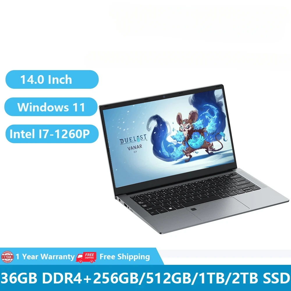 Computer Portatili Da Gioco Economici I7 Computer Pc Ultrabook Win11 Notebook 12Th Gen 14 Pollici Intel Core I7-1260P 36Gb Ram + 2Tb Wifi Type-C