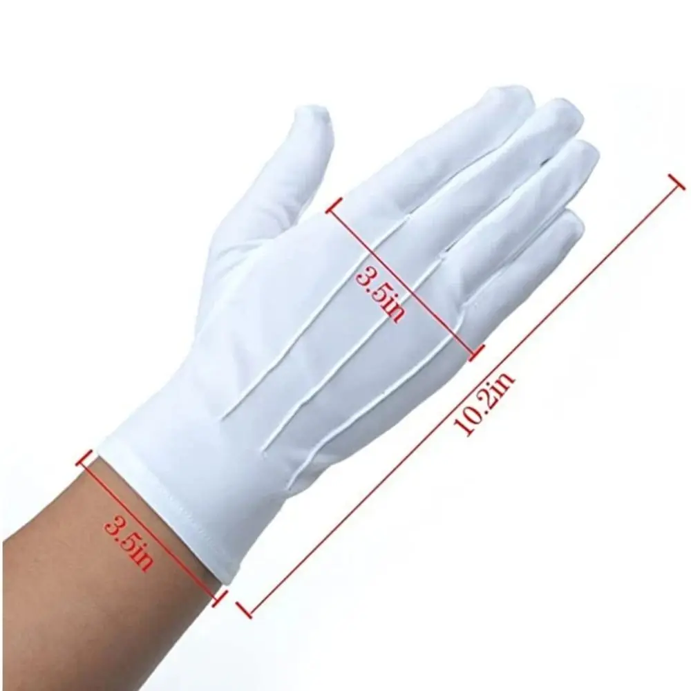 Soft White Cotton Gloves Hand Moisturising Thin Formal Cotton Gloves Uniform Police Waiters Black and White Gloves