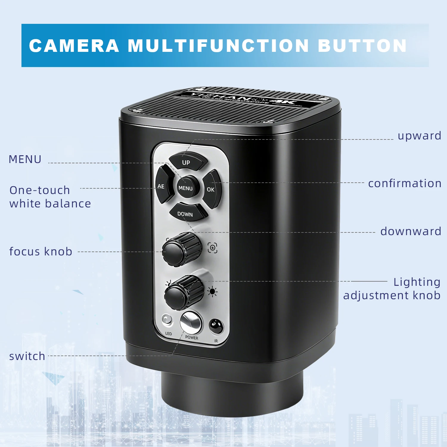 3IN1 무제한 시각 범위 전자 디지털 현미경 카메라 4K HDMI USB Imx415 160x 렌즈 + 조명 3840×2160 원격 제어