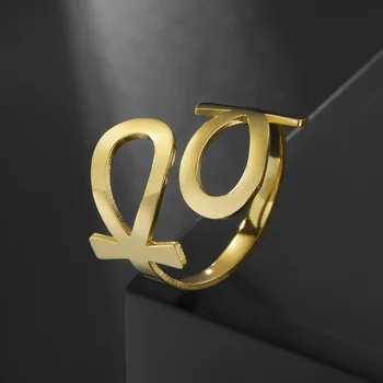 Skyrim Egypt Ankh Cross Ring Stainless Steel Gold Color Adjustable Open Finger Rings 2025 Egyptian Jewelry Gift for Women Men