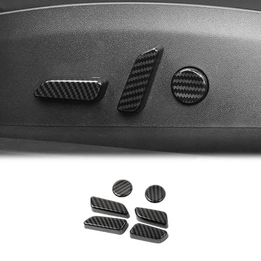 

For Tesla Model 3 Model Y Seat Button Carbon Fiber Style Interior Exterior Cover Trims Accessories