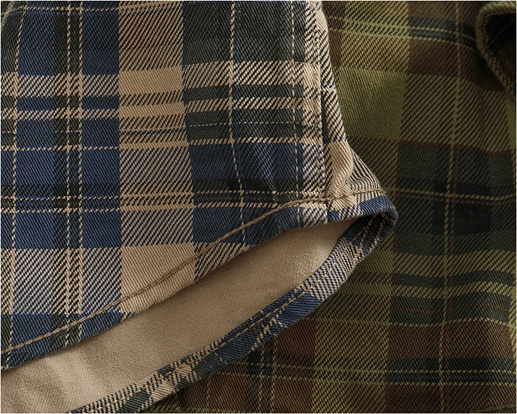 Schweres, klobiges, kariertes Langarmhemd aus Baumwolle für Herren, klassische Revertasche, farblich passende karierte Freizeithemdjacke – Detail 14