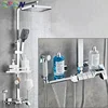 Chrome Piano Shower Set Wall Mounted Brass Hot Cold Bathroom Faucets Tap Luxury Smart Thermostatic Digital Bath Shower System 1
