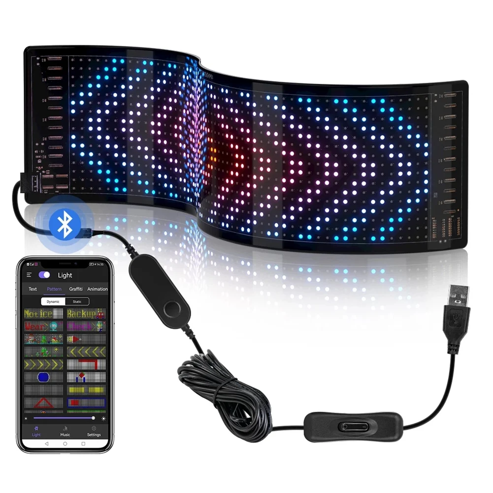 

LED Pixel Panel Bluetooth APP USB 5V Flexible Addressable RGB Pattern Graffiti Scrolling Animation Display S