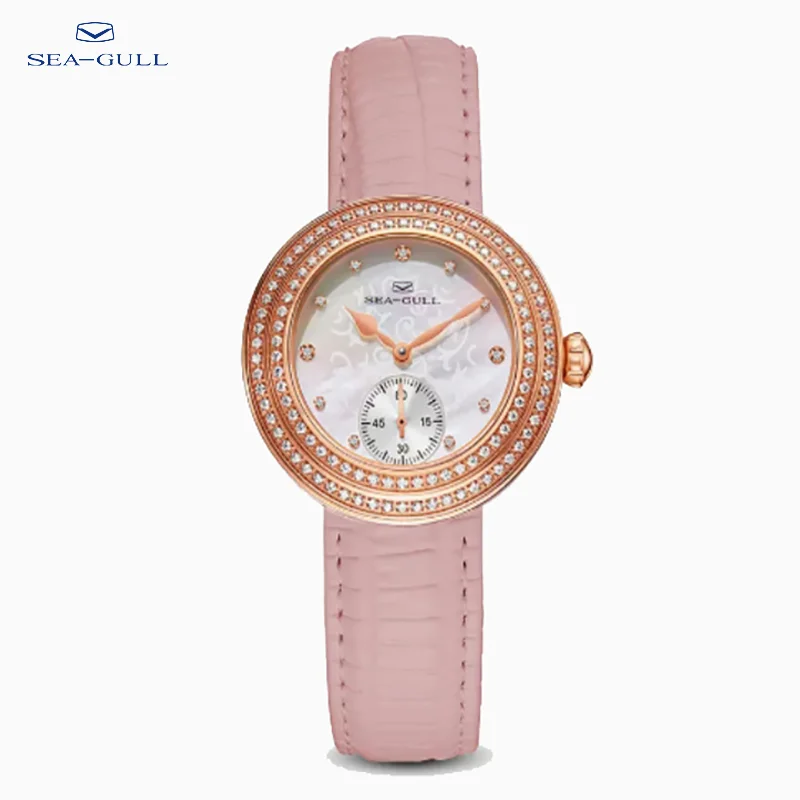 

Seagull Women's Mechanical Watch Hand Wind Clock Mother of Pearl Dial Luxury Lady's Dress Wristwatch Crystal Decor 719.751L