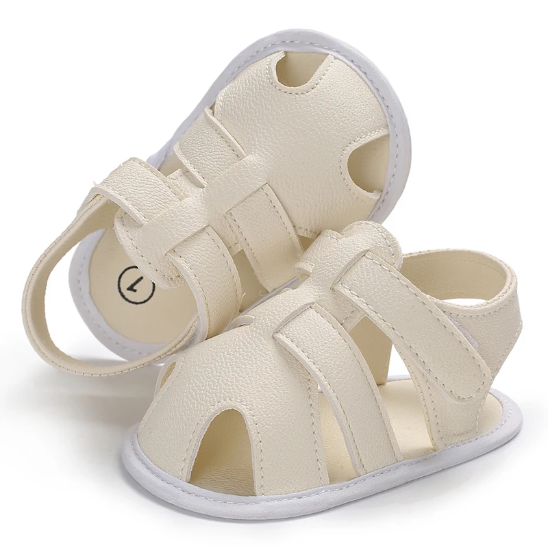 2023 Summer Sandals Newborn Baby Boys and Girls Soft Sole Non slip Walking Shoes White Baptism 0-18M