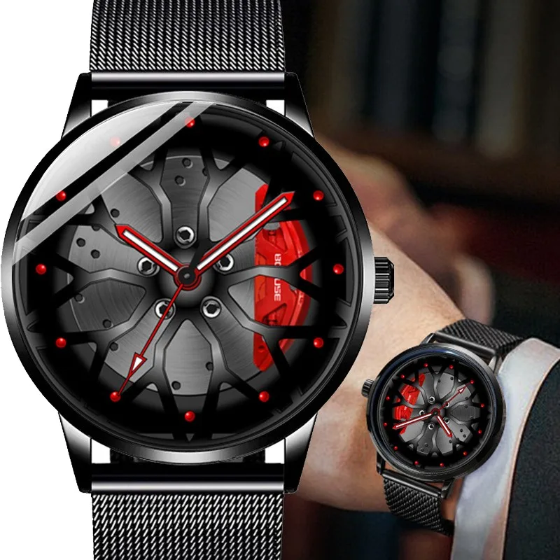 

Men's Top Luxury Handheld Watanabe Flower Hollow Dial Colorful Night Glow Pointer Stainless Steel Mesh Strap Men's Watch