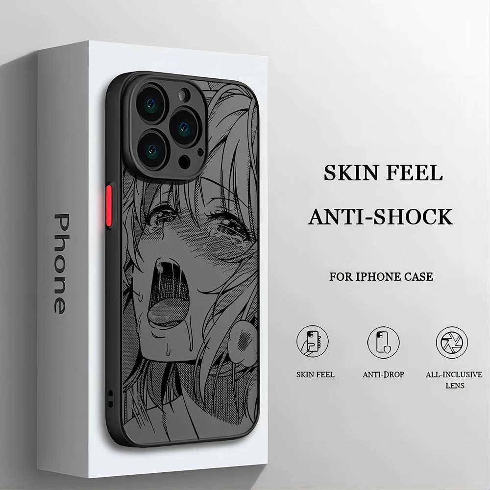 thumbnail image 1 of Funda de teléfono de Anime de tendencia de chica Linda para iPhone 15 14 13 12 11 Mini Pro Max X XR XSMax 7 8 Plus, cubierta transparente mate a-ahegaos, 1 of 5