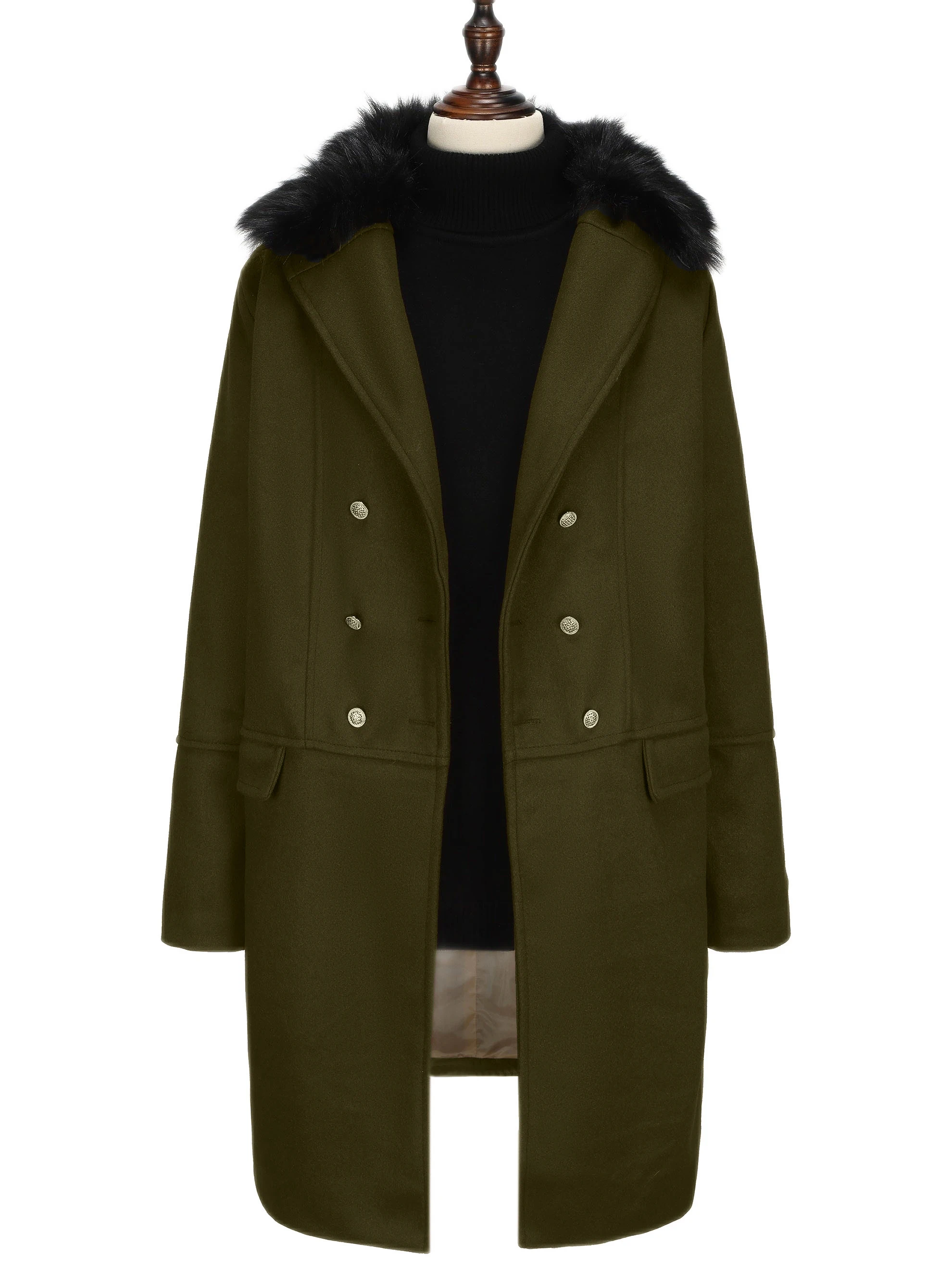 Description Picture 6 of item2024 European and American fashionable men's casual woolen jackets high-quality version double-breasted men's fur collar clothes