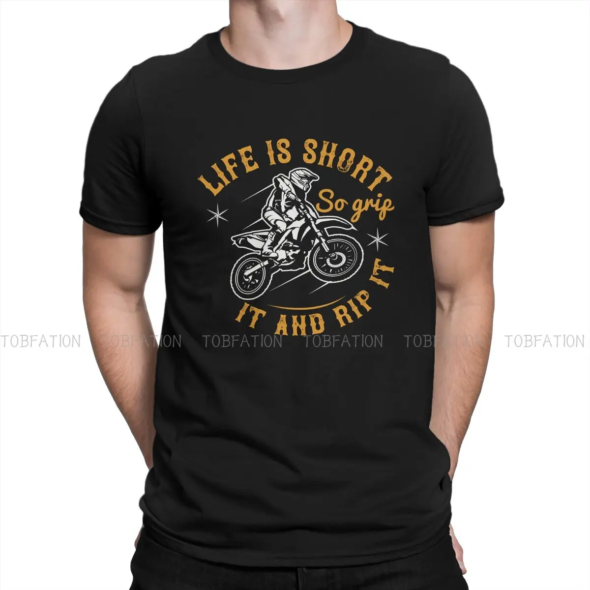 

Dirt Bike Motocross Motor Sport Life Is Short T Shirt Grunge Men's Tees Summer 100% Cotton Clothing O-Neck TShirt