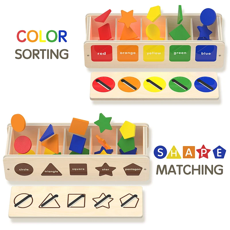 Gioco Montessori In Legno 38 Pezzi – Scatola Forme E Colori Per Bambini 2-4 Anni – Giocattolo Educativo Per Coordinazione E Motricità Fine