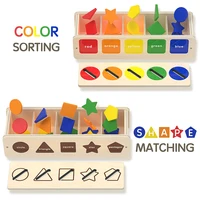 Montessori Wooden Toys for Kids Sensory Sorting Exercise Box Color & Shape Early Educational Block Puzzles Toddler Learning Toys 2
