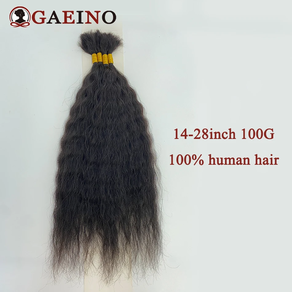 Bulk Hair Extensions 1B# Natural Black Wet And Wavy Super Bulk Hair For Women No Weft Human Braids Extensions 14-28Inch