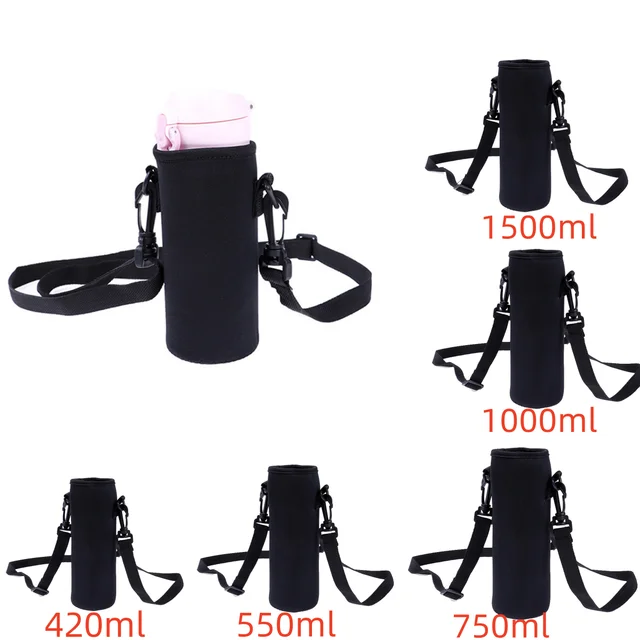 1pc 420-1500ML Sports Water Bottle Case Insulated Bag Neoprene Pouch Holder Sleeve Cover Carrier for Mug Bottle Cup with Strap