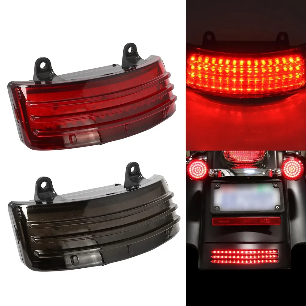 

Motorcycle Smoke/ Red Tri-Bar LED Rear Tail Fender Tip Light Trim for Harley Touring Street Road Glide 2014-2019 Conversion Part