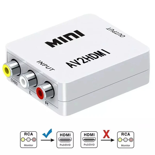 HDMI2AV Mini Converter HDMI To AV Adapter HDMI to RCA 1080P HD Video Audio