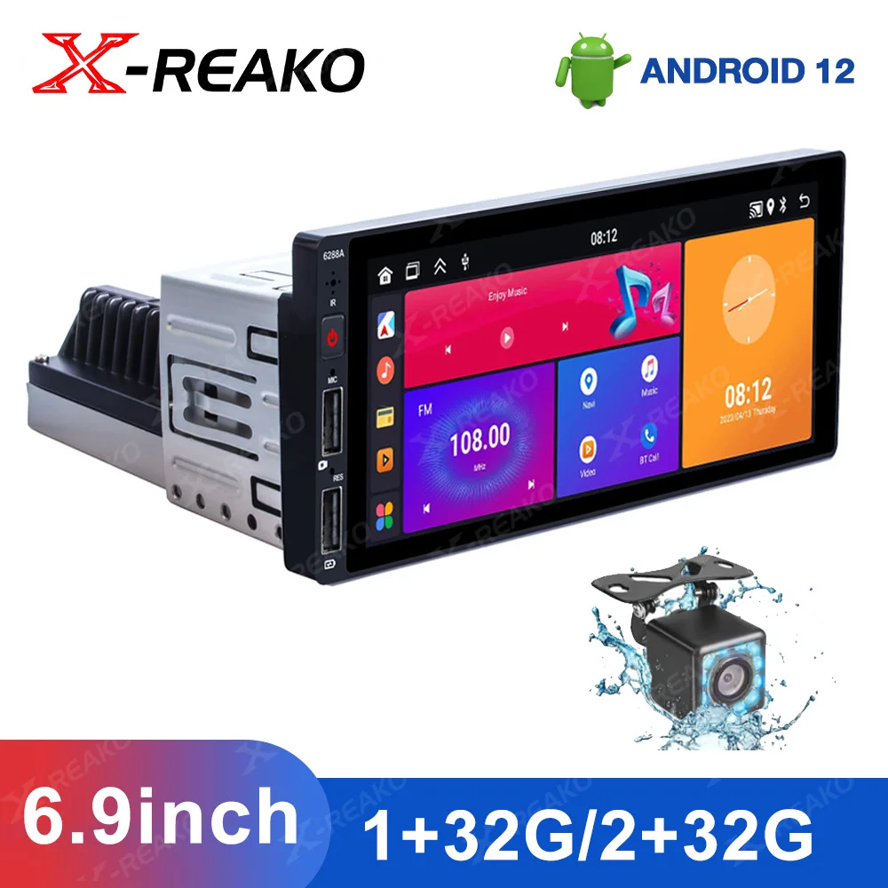 XREAKOUniversal1dinCarRadioAndroid12MultimediaPlayer69inch