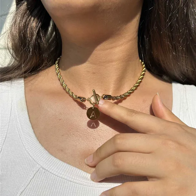 Initial Custom Name Necklace Gold