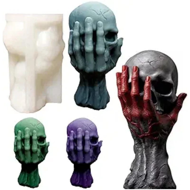 

Halloween Skull Candle Molds, 3D Ghost Hand Skull Silicone Molds for Epoxy Resin Casting Aromatherapy Soap Candle Making Molds