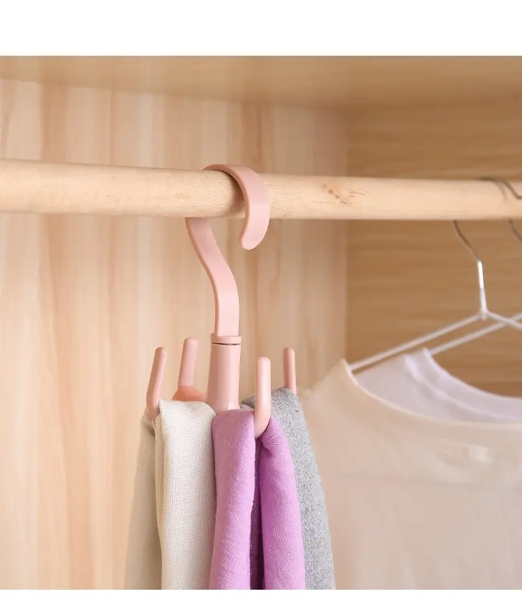 5pcs pink movable four-claw hook multi-functional rotatable hanging bag hat scarf dormitory storage punch-free multi purpose hooks bag hook wall organizer hook wall mount hooks