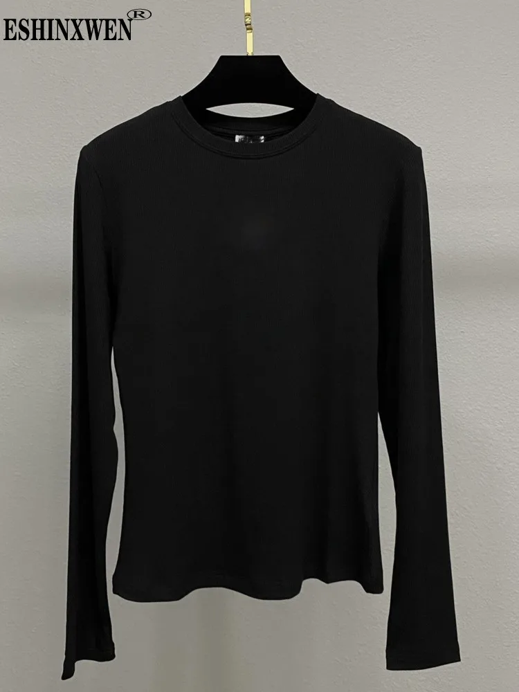 

Eshin Однотонная футболка с длинным рукавом и круглым вырезом для женщин 2024 Wutumn модная женская новая TH6245