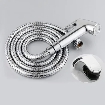 สแตนเลสสตีลมือถือห้องน้ําโถสุขภัณฑ์ Sprayer ชุด Wall Bracket Hand Bidet ก๊อกน้ําสําหรับห้องน้ําฝักบัวหัวทําความสะอาดด้วยตนเอง 1