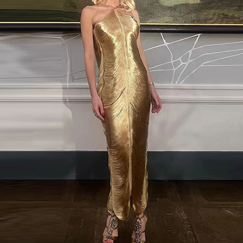 مثير الجوف خارج أكمام شرابات المرأة اللباس أزياء الرسن سليم بلون فستان طويل أنيق عالية الخصر سبليت حزب اللباس