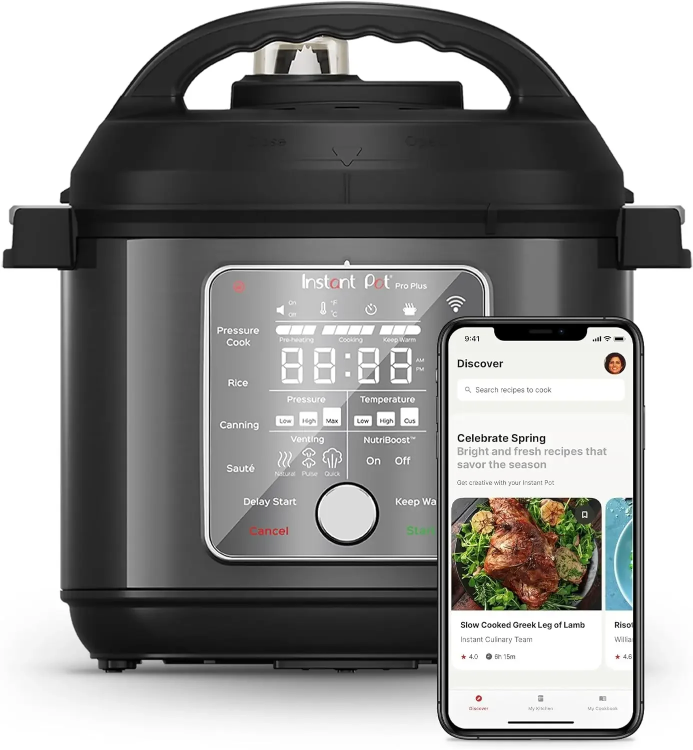 

FAST SHIPPING .Pot Pro Plus Wi-Fi Smart 10-in-1, Pressure Cooker, Slow Cooker, Rice Cooker, Steamer, Sauté Pan, Yogurt Maker, W