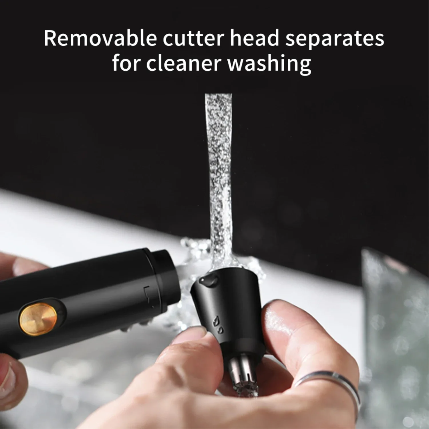 High-quality, efficient, and gentle portable black USB rechargeable mini nose hair trimmer for men. Remove unwanted hair easily  3