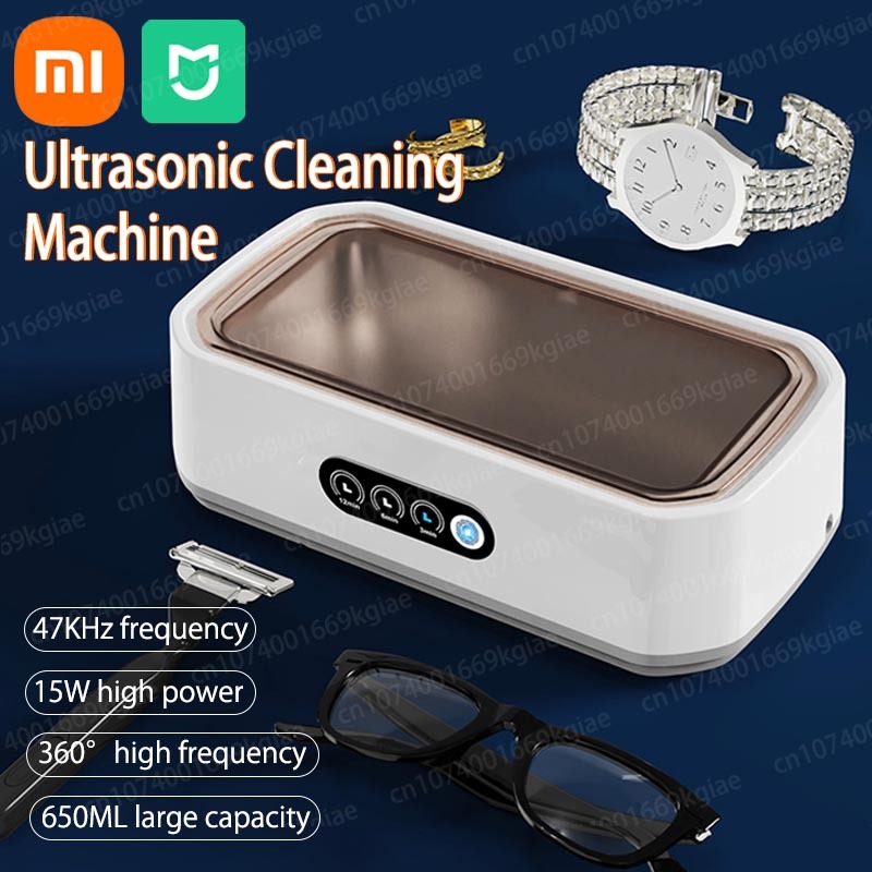 Xiaomi Ultrasonic Cleaner 650ML Adjustable Large Capacity Fast Powerful Jewelry Brace Glasses Jewelry Cleaning Machine Household