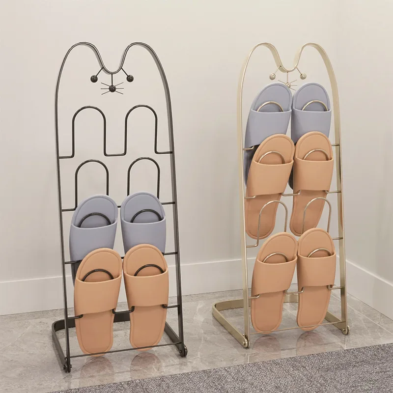 

Creative Cat Face Slippers Rack Bathroom Wrought Iron Drying and Draining Shoe Rack Floor Shoe Shelves Home Shoe Holders
