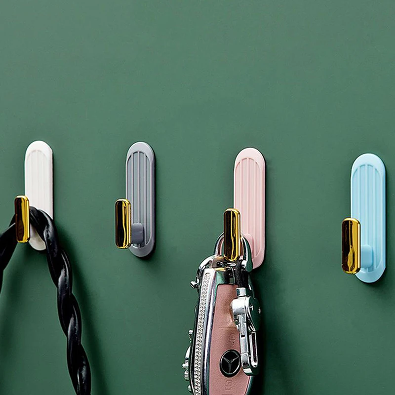 

1/4pcs Light Luxury Non Punching Wall Hooks For Hanging Clothes Coat Key Hook Home Organizer Decorative