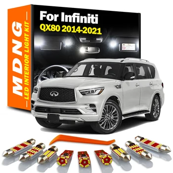 MDNG 실내 차량 LED 인테리어 맵 돔 라이트 키트, 자동차 LED 전구, 인피니티 QX80 2014 2015 2016 2017 2018 2019 2020 2021, 17 개