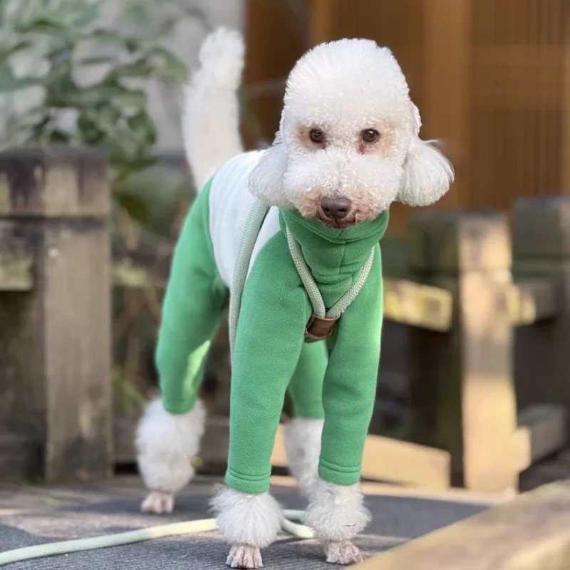 Warmer gelber Fleecepullover für Italien, Windhund, weiches 4-beiniges High-Neck-Sweatshirt, winddichter Wintermantel für Pudel, Teddy, mittelhoher Hund – Detail 10