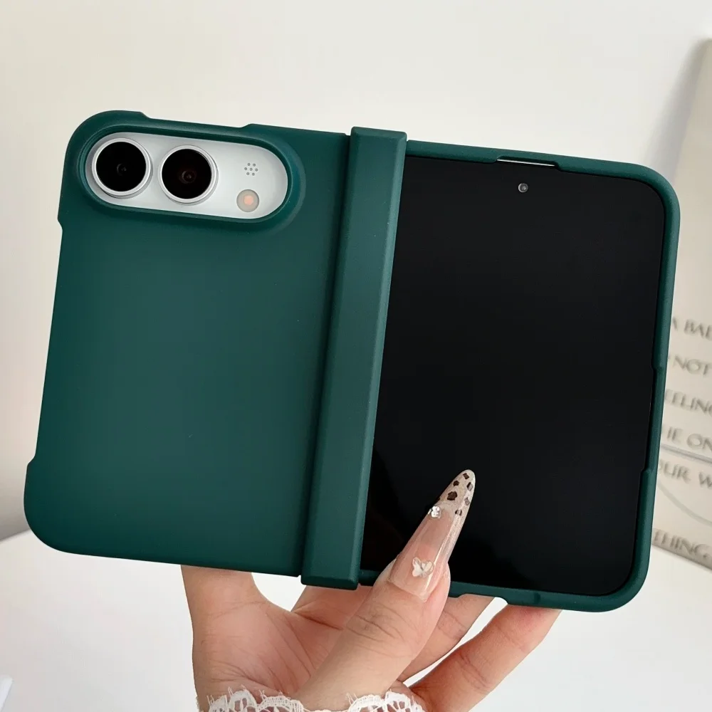 Matte Solid Color Shockproof Folding Phone Case with Hinge Protection