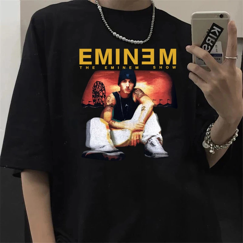 Rapper Eminem T Shirt Men Anger Management Tour 2002 Vintage Harajuku Funny Cartoon Punk Unisex Hip Hop Tops Graphic Tees Male 2